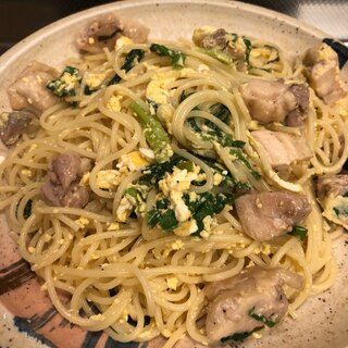 ヘルシー♪鶏肉とニラ卵のパスタ^_^